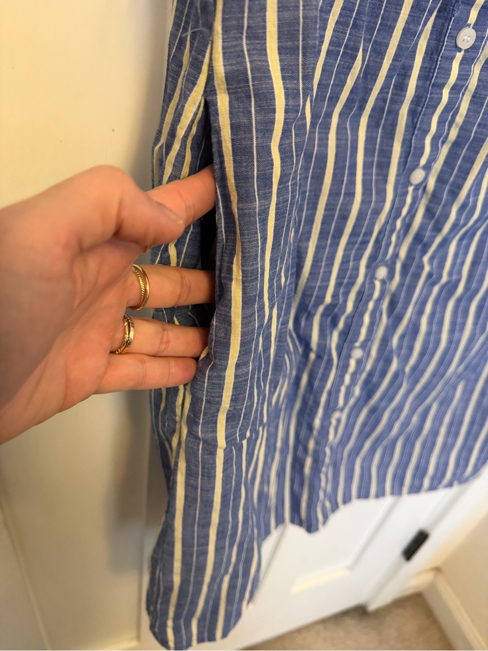Tommy Hilfiger Button Down Sleeveless Collared Shirt Dress Cotton 8 Blue Stripe - Picture 4 of 5